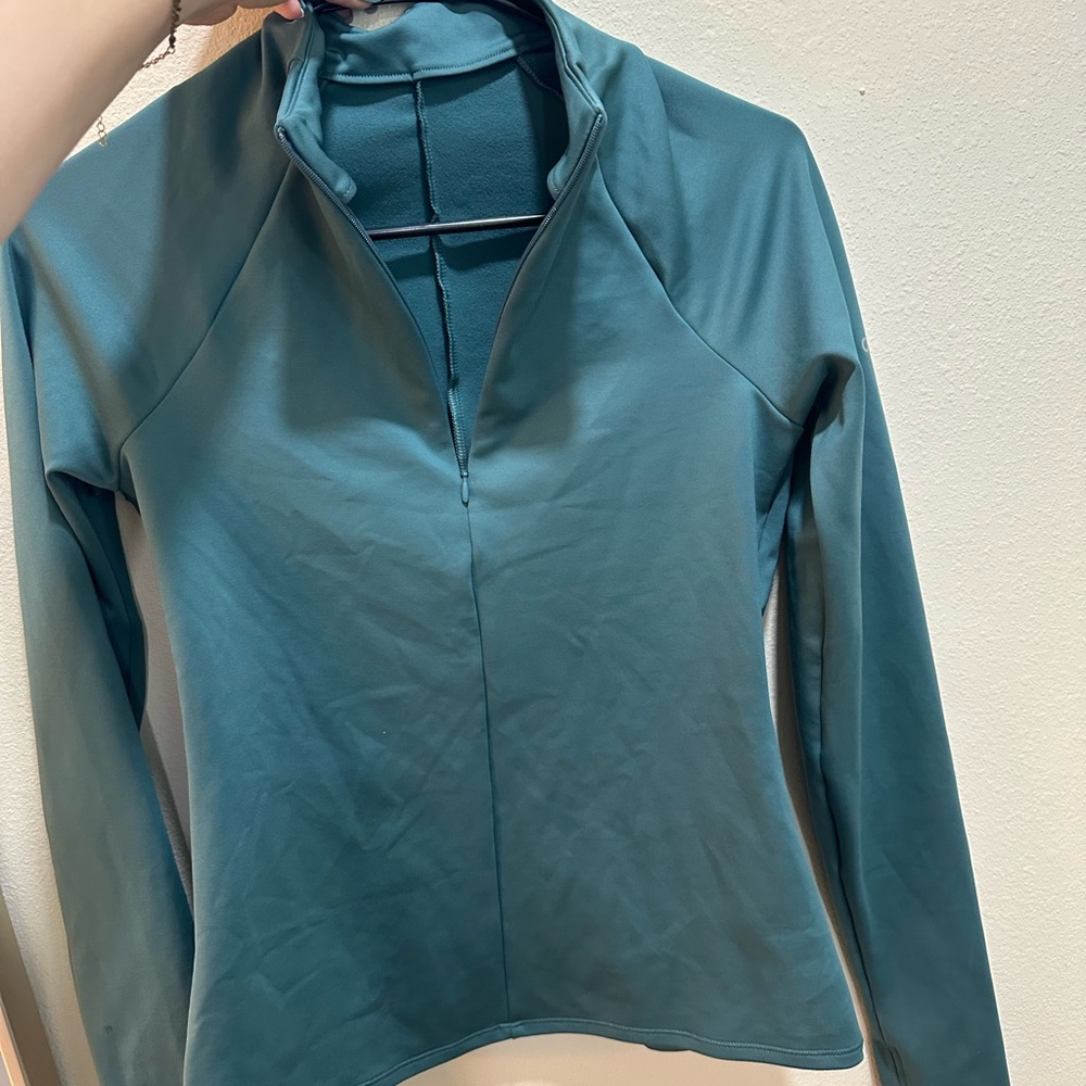 ALO Yoga Green Fitted Long Sleeve Polo Top